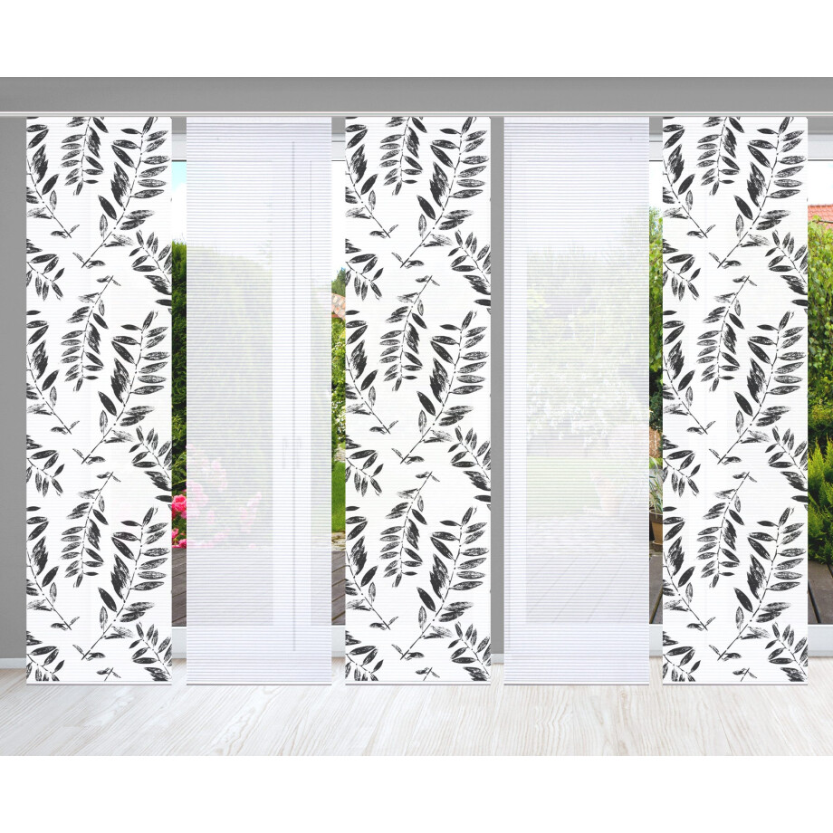 HOME in green Paneelgordijn GREN SET DIGITALE PRINT, BAMBOELOOK GERECYCLED (5 stuks) afbeelding 1