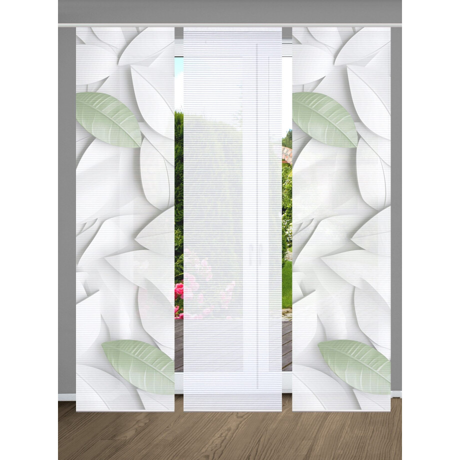 HOME in green Paneelgordijn Lison SET DIGITALE PRINT, BAMBOELOOK GERECYCLED (3 stuks) afbeelding 1