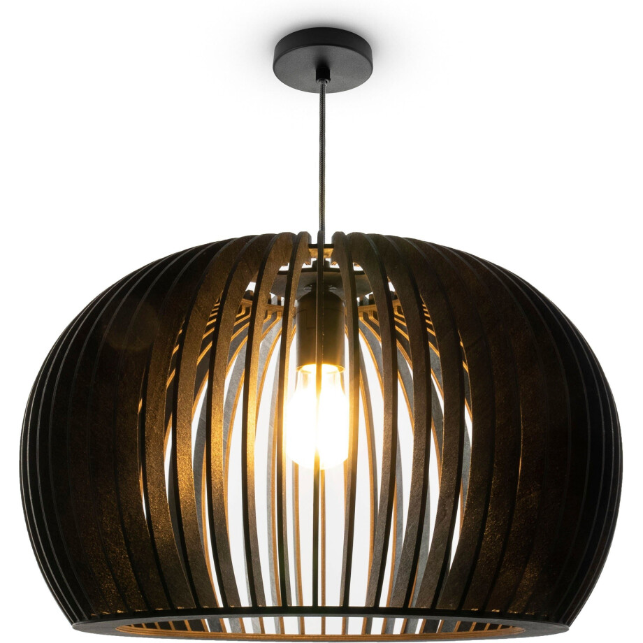 Paco Home Hanglamp PULU Eettafel pendellamp hout korblampen Scandi rustiek E27 vintage afbeelding 1