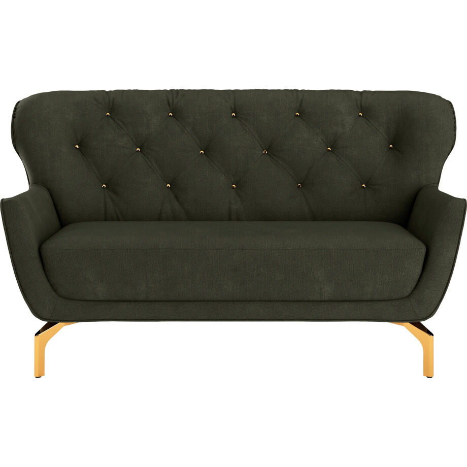 sit&more 2-zitsbank Orient 3 incl. 2 sierkussens met strassteentjes, goudkleurige metalen poten afbeelding 1