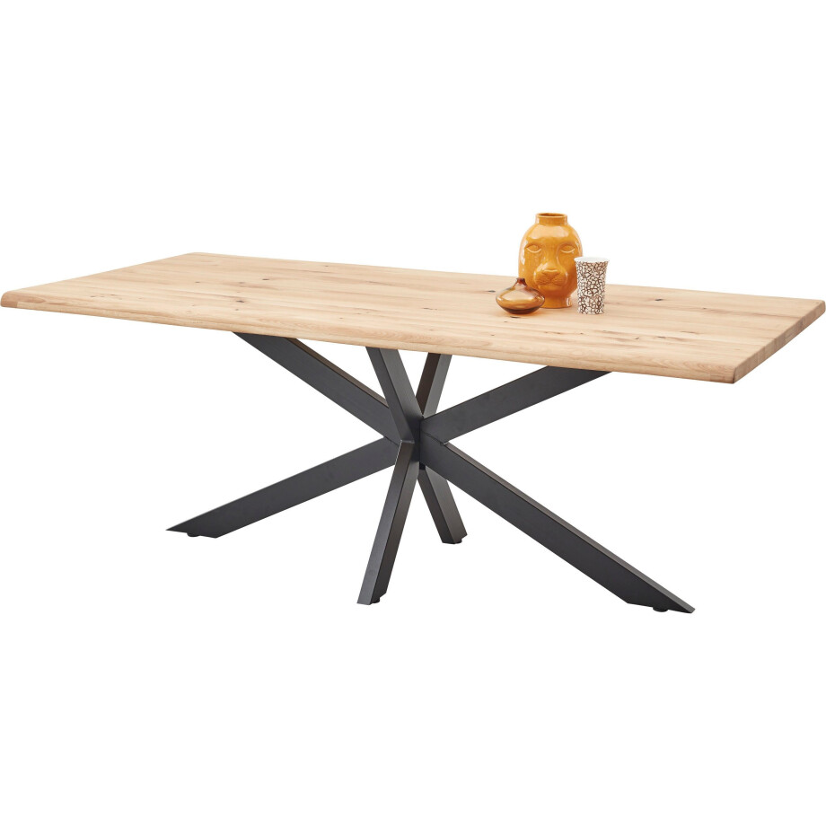 HBZ Eettafel TOM, TOPSELLER! 200 cm breed massief eikenhout met boomrand afbeelding 1