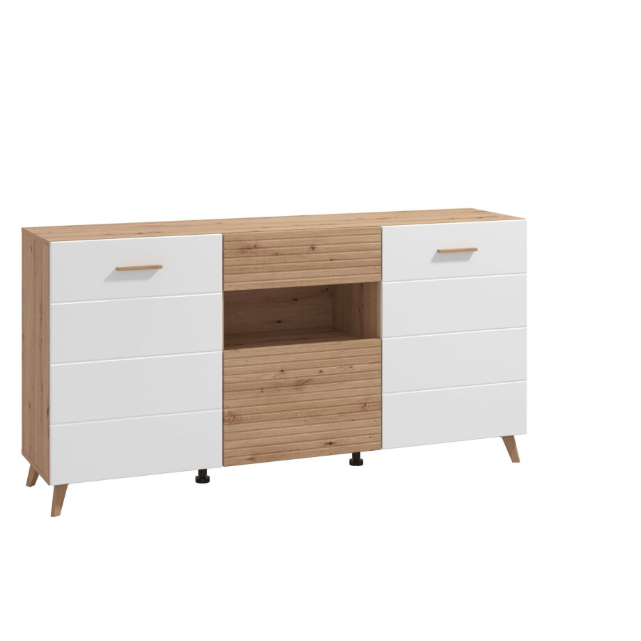 INOSIGN Kast Bretagna sideboard, ladekast, breedte 173 cm veel opbergruimte, met houten grepen, met drie planken, in artisan eik afbeelding 1