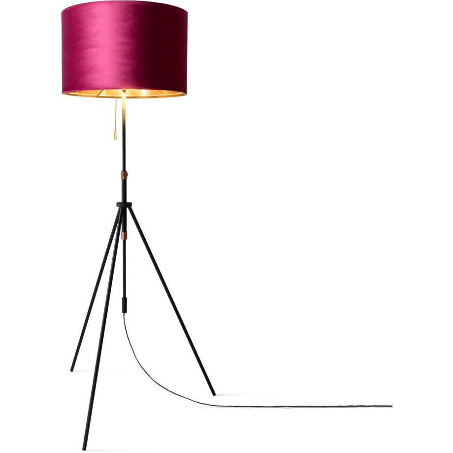 Paco Home Staande lamp Naomi uni Color Woonkamer in hoogte verstelbaar 121,5 tot 176,5 cm trekschakelaar velours afbeelding 1