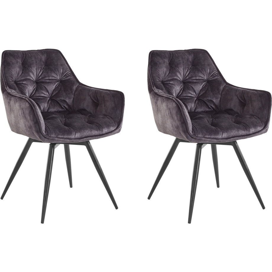 HELA Eetkamerstoel Mara Draaistoel, teddy bekleding, geweven stof of velvet (set) afbeelding 1