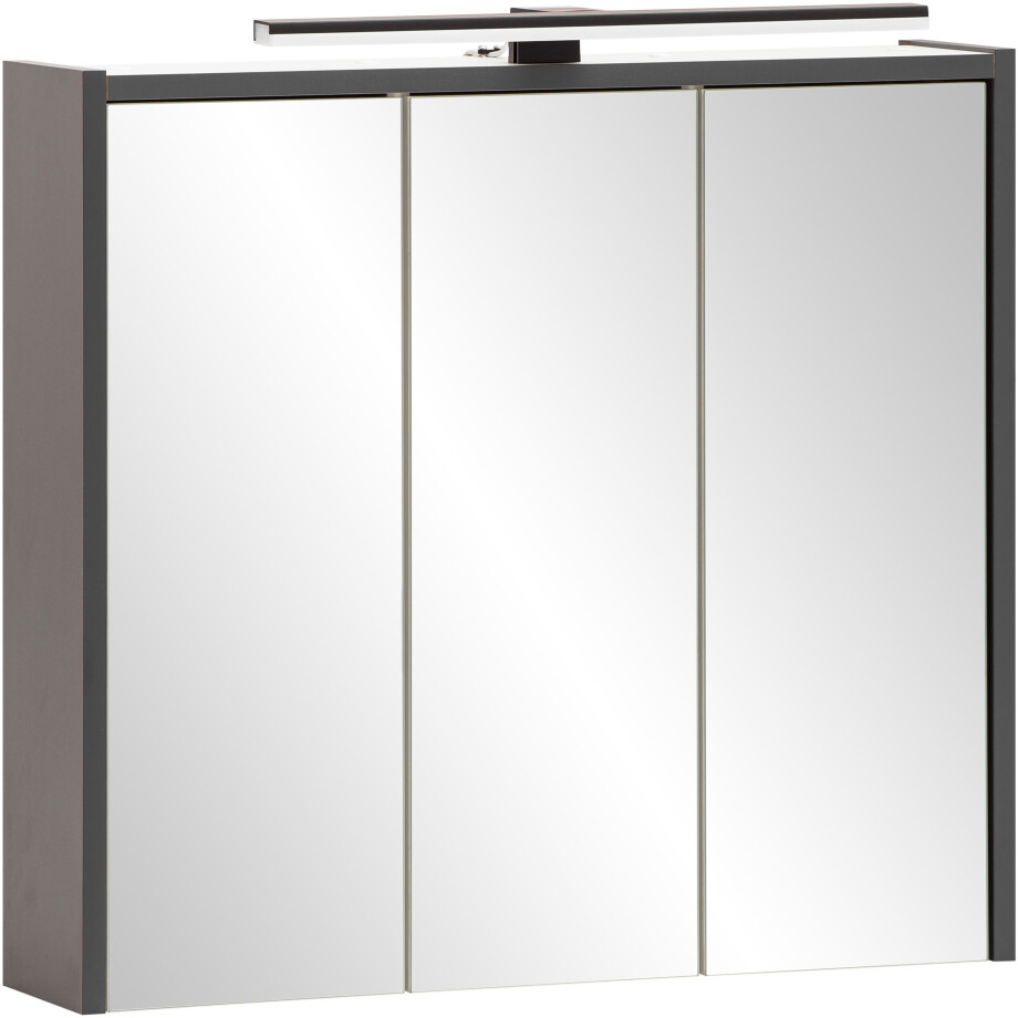 Schildmeyer Spiegelkast Palermo, breedte 65 cm Met LED-lamp en stopcontact, metalen beslag, glazen legplanken afbeelding 1
