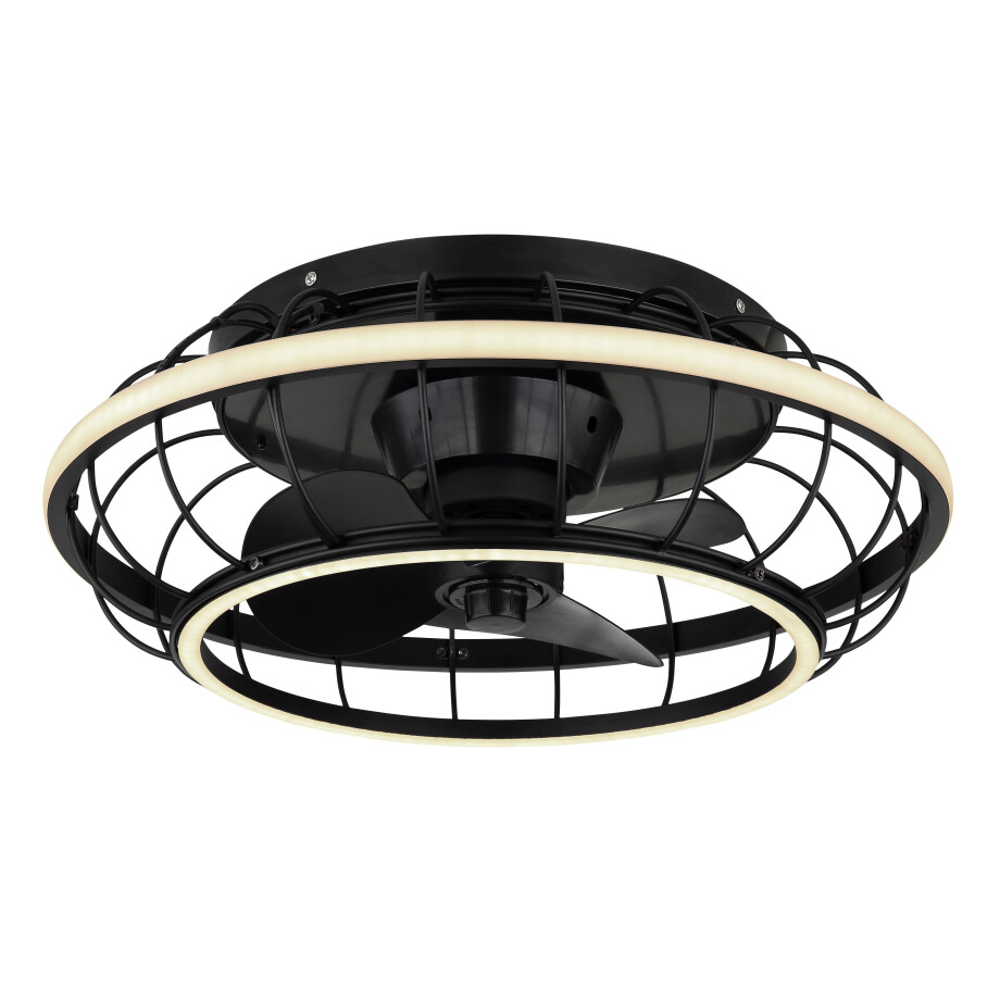 Globo Lightning Plafondlamp LINAY plafondventilator Ventilator metaal zwart mat, LED(1 stuk) afbeelding 