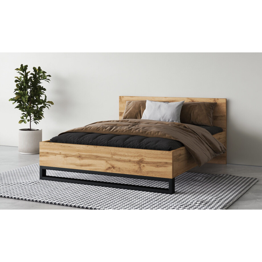 Home affaire Bedframe Bronne, Made in Europe met slede in metaallook, fsc-gecertificeerd, keuze uit 3 breedtes afbeelding 1