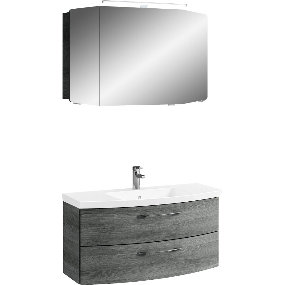 Saphir Badkamerserie Cassca sprint 2-delig mineraalmarmeren wastafel met led-spiegelkast (2-delig) afbeelding 1