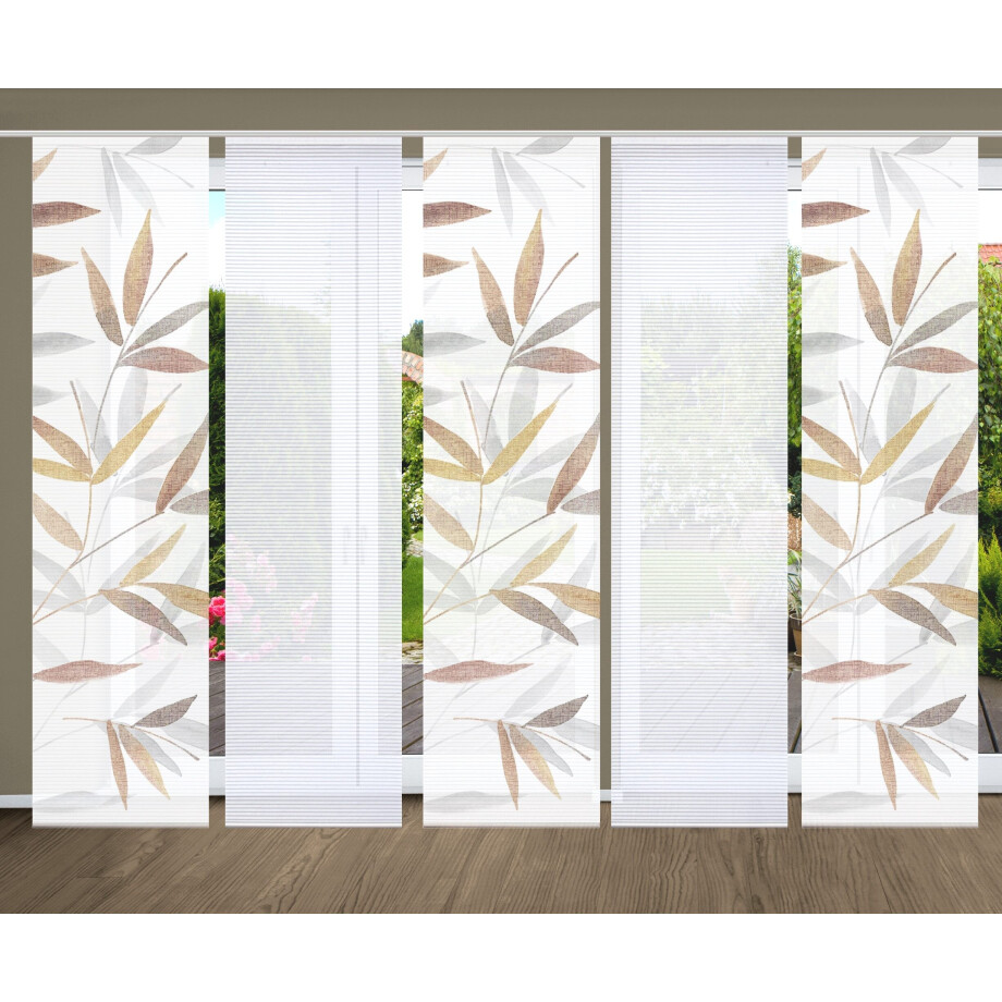 HOME in green Paneelgordijn RANDOW SET DIGITALE PRINT, BAMBOELOOK GERECYCLED (5 stuks) afbeelding 1