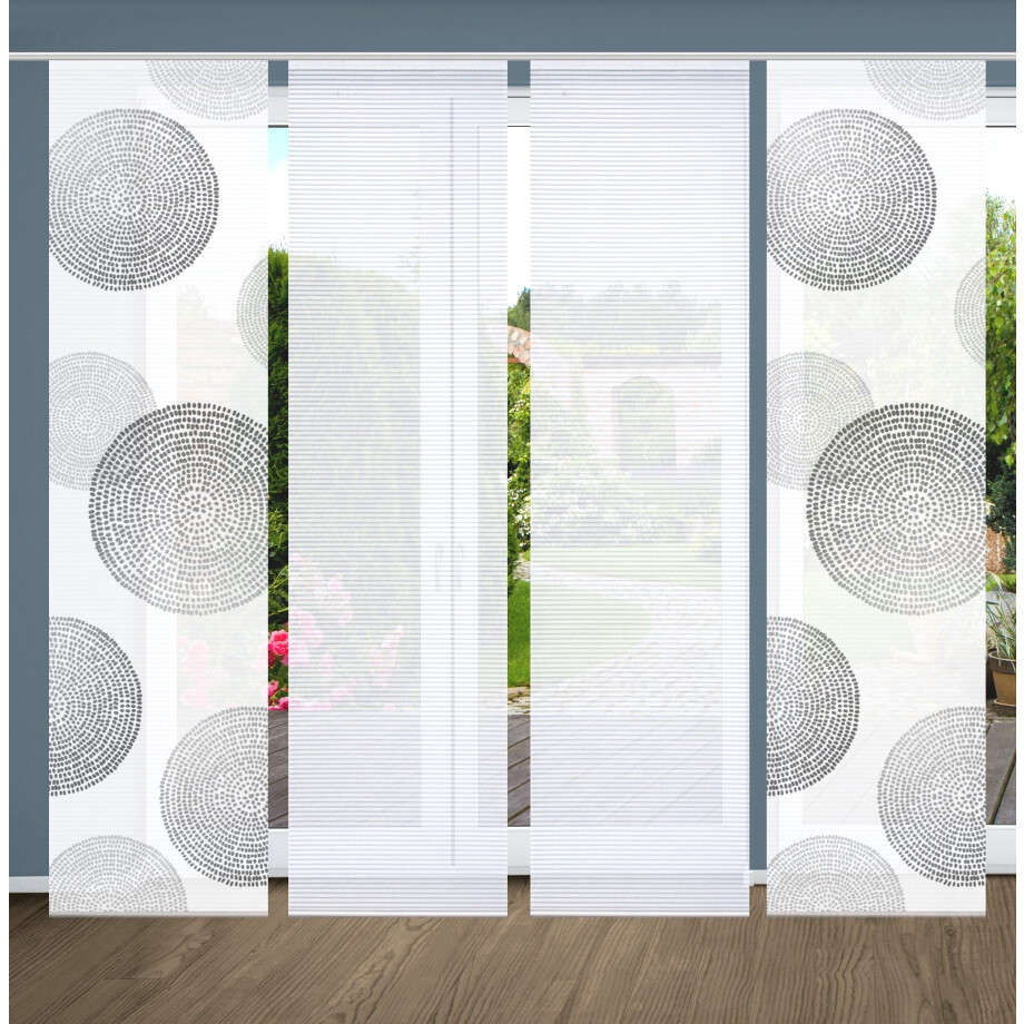 HOME in green Paneelgordijn Ginny SET DIGITALE PRINT, BAMBOELOOK GERECYCLED (4 stuks) afbeelding 1
