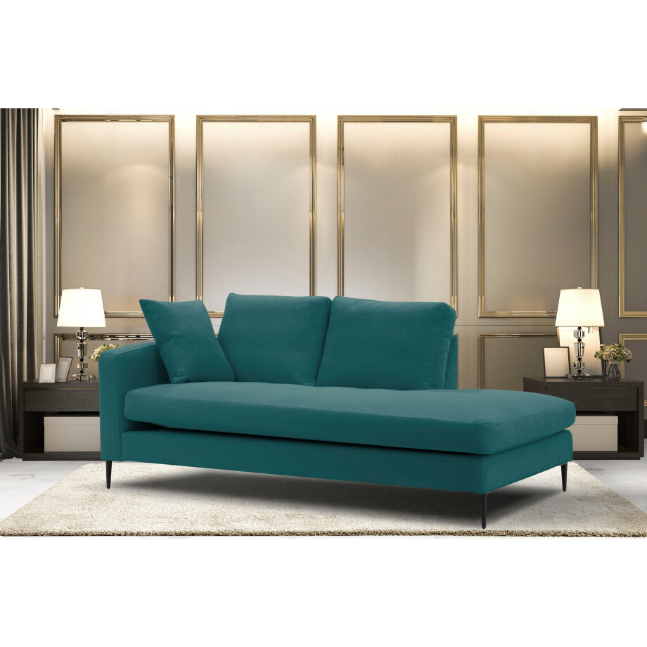 Leonique Récamier Cozy chaise longue, afmetingen B/D/H: 195/97/80 cm met los kussen en metalen poten, armleuning naar keuze links of rechts afbeelding 1