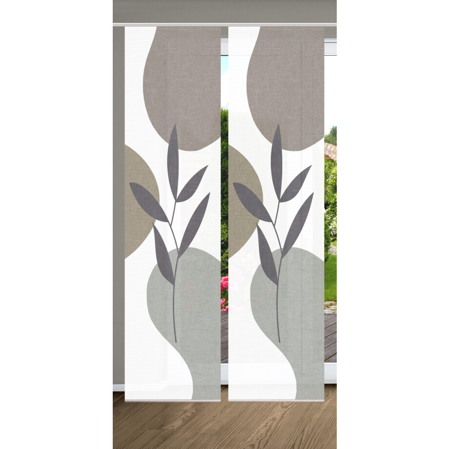 HOME in green Paneelgordijn FRONDA SET DIGITALE PRINT, BAMBOELOOK GERECYCLED (2 stuks) afbeelding 1