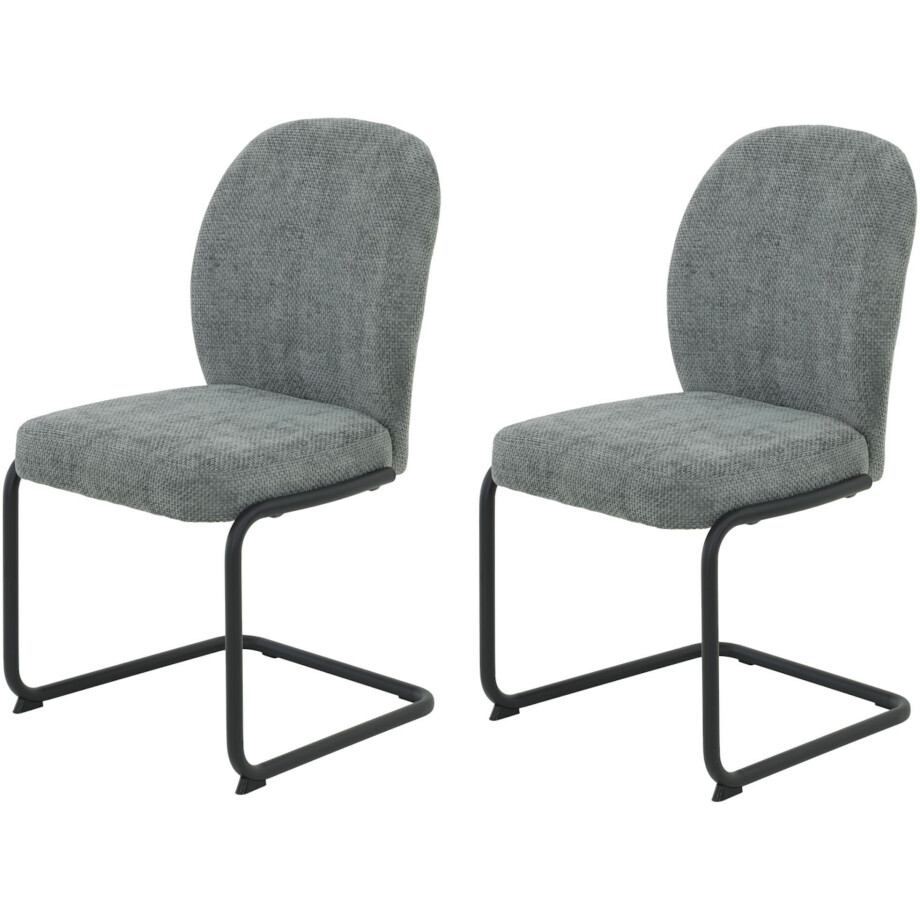 HELA Vrijdragende stoel KAREN Eetkamerstoel, ronde buisconstructie, gestoffeerd, geweven stof, schommelstoel (set, 2 stuks) afbeelding 1