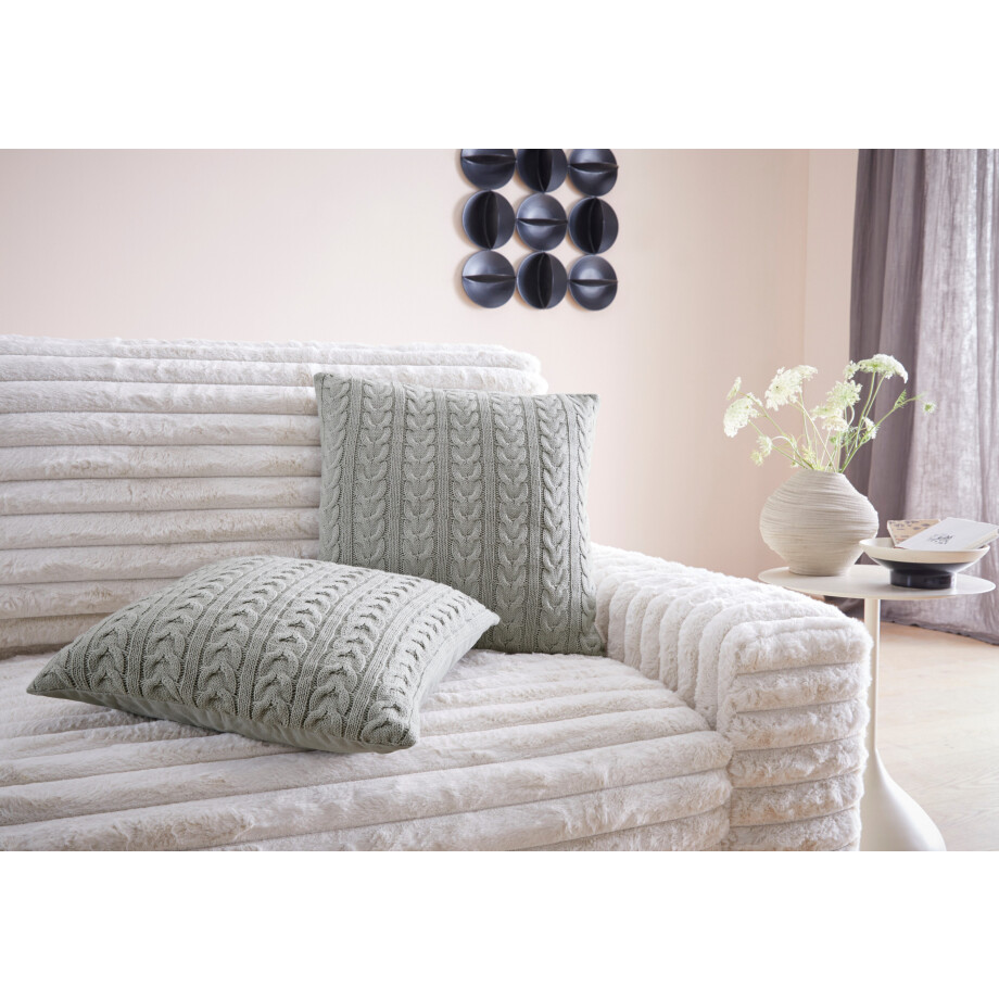 LeGer Home by Lena Gercke Kussenhoes Trisha Modern breipatroon van katoen, 50x50, zonder vulling, kabelpatroon (2 stuks) afbeelding 1