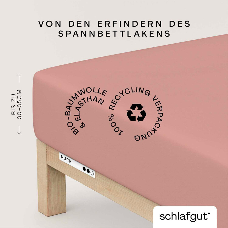 Schlafgut Hoeslaken PURE biologische katoen met elastaan, rekbaar en ondoorzichtig, strak, bedlakens (1 stuk) afbeelding 1