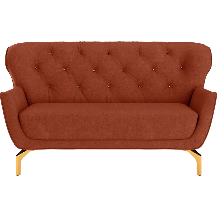sit&more 2-zitsbank Orient 3 incl. 2 sierkussens met strassteentjes, goudkleurige metalen poten afbeelding 1