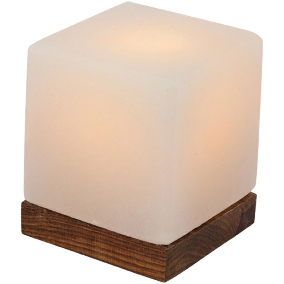 HIMALAYA SALT DREAMS Zoutkristal-tafellamp Kubus Met de hand gemaakt van zoutkristal - iedere steen uniek, H: ca.9 cm (1 stuk) afbeelding 1