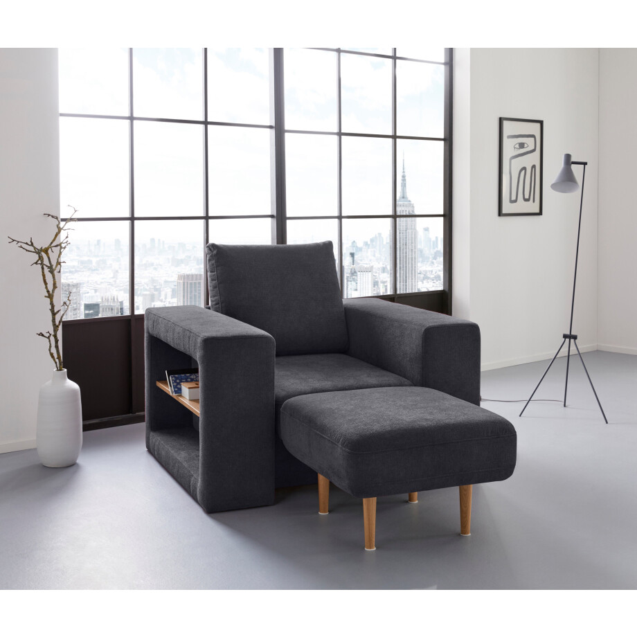 LOOKS BY WOLFGANG JOOP Fauteuil Looksvb Aan te passen fauteuil: fauteuil wordt fauteuil met 1 hocker, kastfunctie afbeelding 1