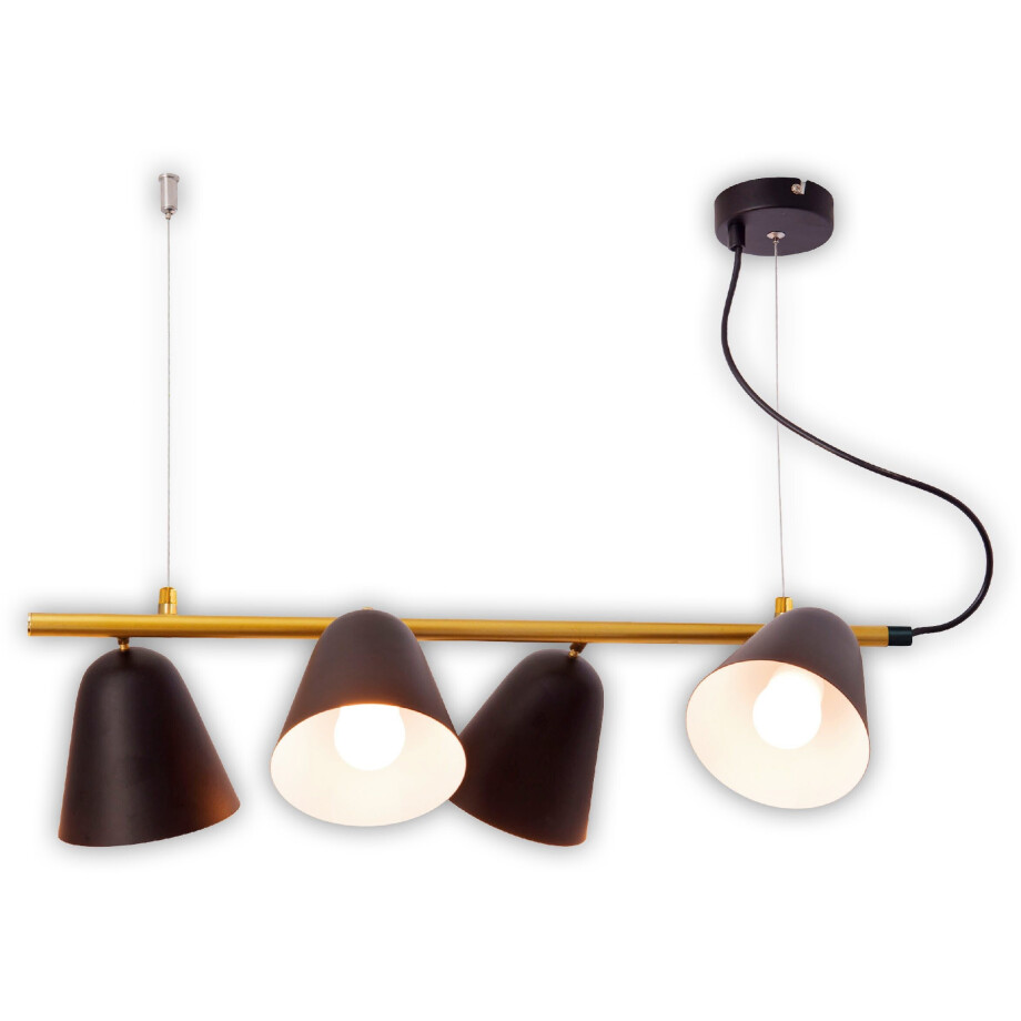 näve Hanglamp Triton 4-lamps, glazen in amber, e27 excl. lichtbron, b: 23,5cm, hoogte 150cm afbeelding 1