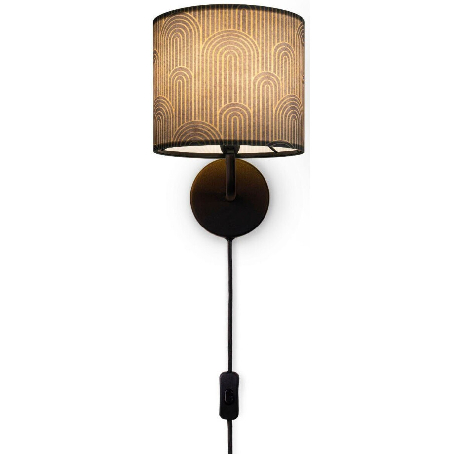 Paco Home Wandlamp Luca Pillar Stofflamp rond wandlamp met stekker woonkamer gang vintage retro afbeelding 1