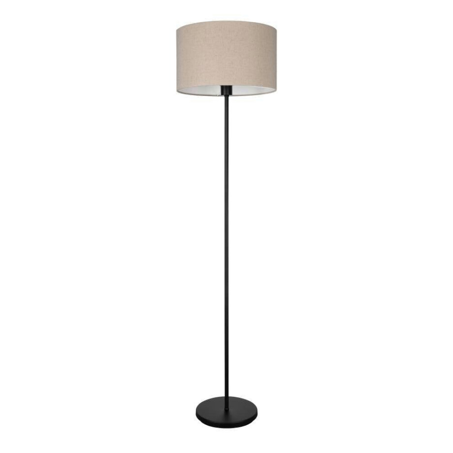 EGLO Staande lamp FENIGLIA Vloerlamp, metaal in zwart, linnen in natuurlijke kleuren, E27, 151 cm (1 stuk) afbeelding 1
