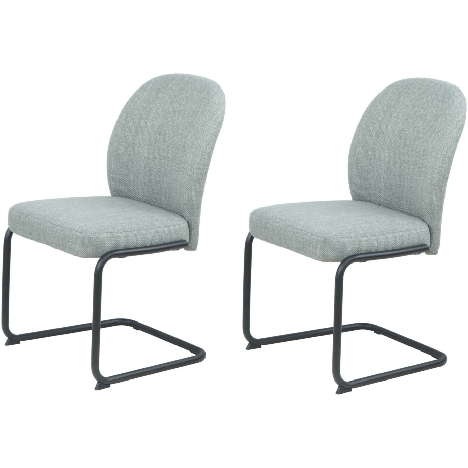 HELA Vrijdragende stoel KAREN Eetkamerstoel, ronde buisconstructie, gestoffeerd, geweven stof, schommelstoel (set, 2 stuks) afbeelding 1