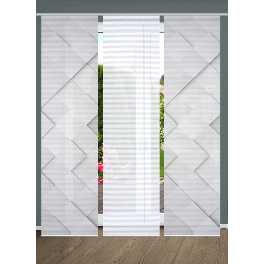 HOME in green Paneelgordijn Sylvia SET DIGITALE PRINT, BAMBOELOOK GERECYCLED (3 stuks) afbeelding 1