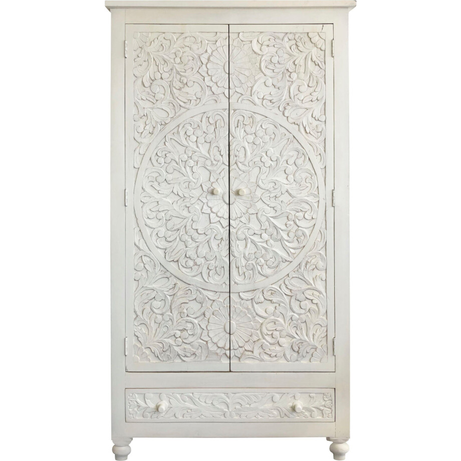 Home affaire Draaideurkast FENRIS gemakkelijk te onderhouden mangohout, met decoratief houtsnijwerk, hoogte 180 cm afbeelding 1