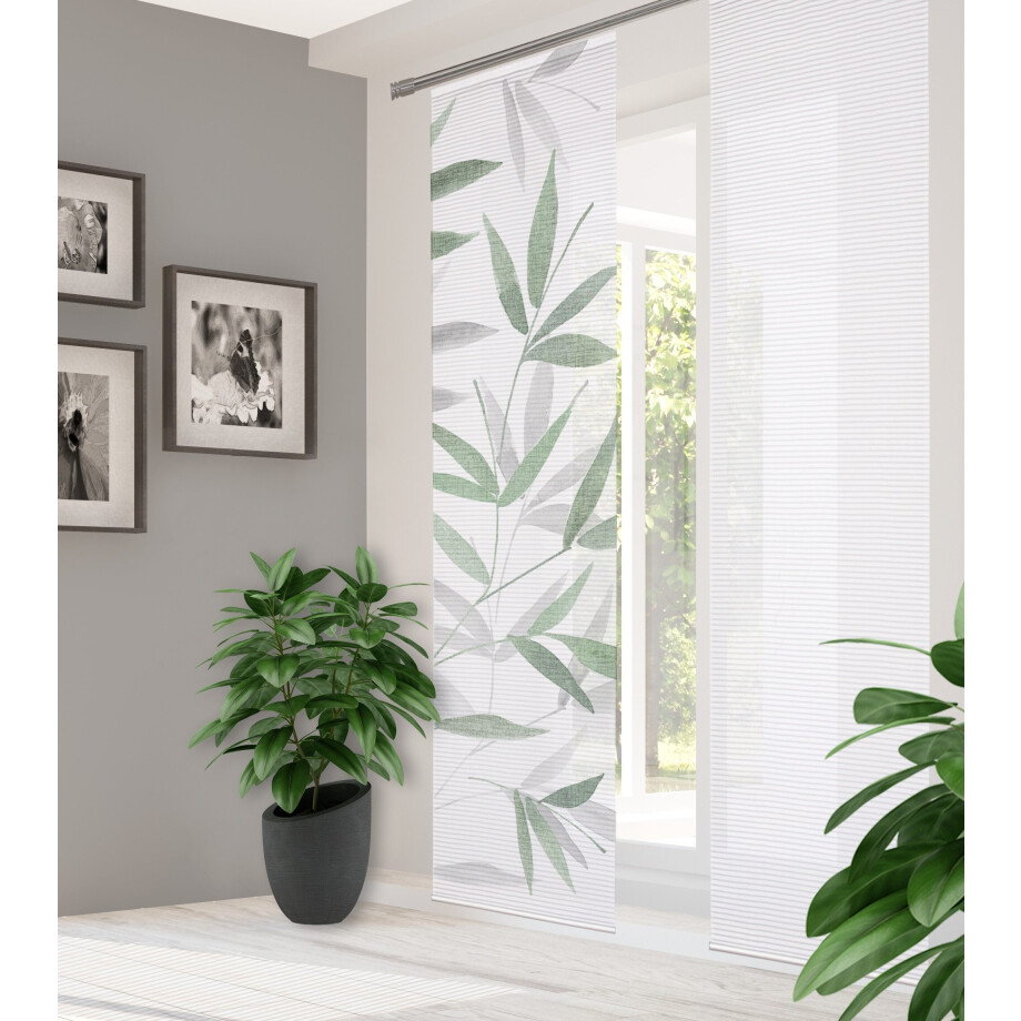 HOME in green Paneelgordijn RANDOW SET DIGITALE PRINT, BAMBOELOOK GERECYCLED (1 stuk) afbeelding 1