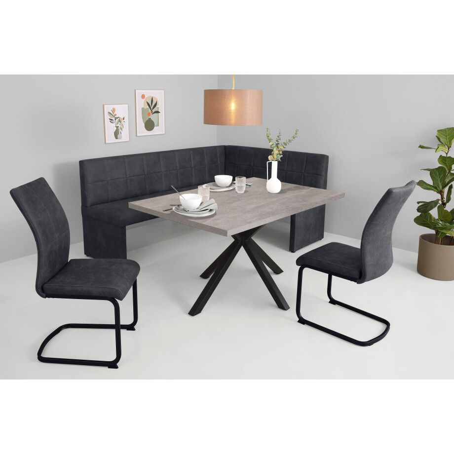 HELA Eethoek Spree Eettafel 140x90 cm met dikke rand, microvezel bekleding(4-delig) afbeelding 1