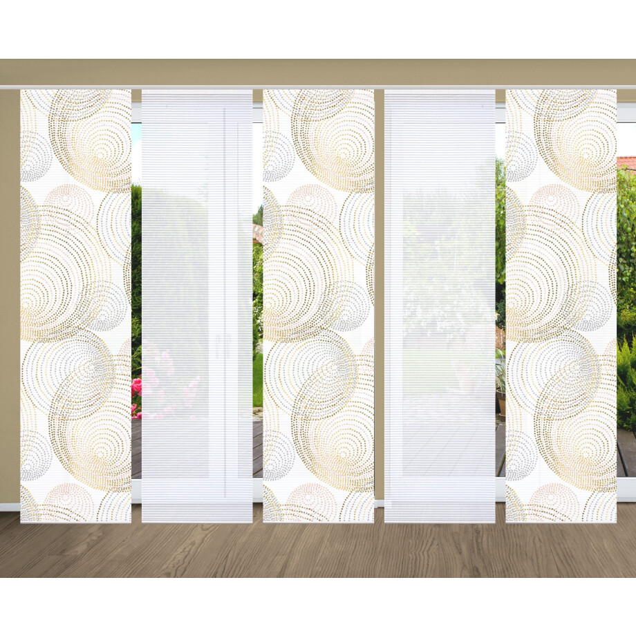 HOME in green Paneelgordijn Spiro SET DIGITALE PRINT, BAMBOELOOK GERECYCLED (5 stuks) afbeelding 