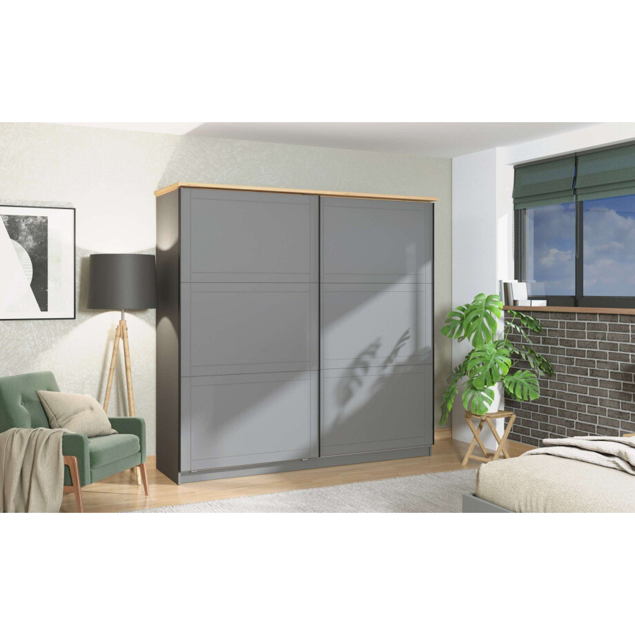 Home affaire Zweefdeurkast Valencia, kledingkast in landhuisstijl, 220x214x65,5 cm met complete binneninrichting, fsc-gecertificeerd houtmateriaal afbeelding 1