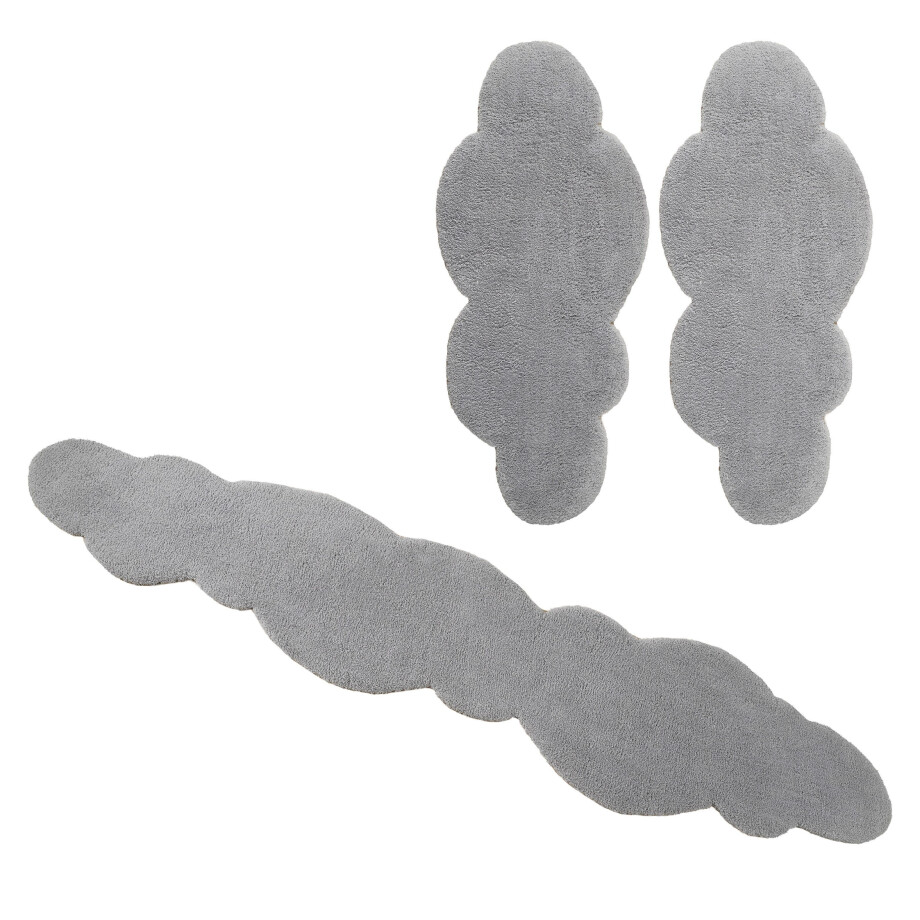 my home Set slaapkamerkleedjes Microvezeltapijt Magong, bijzonder zacht, zeer fijne pool Wolkvorm, uni slaapkamerkleed, loperset, slaapkamer, kinderkamer afbeelding 1