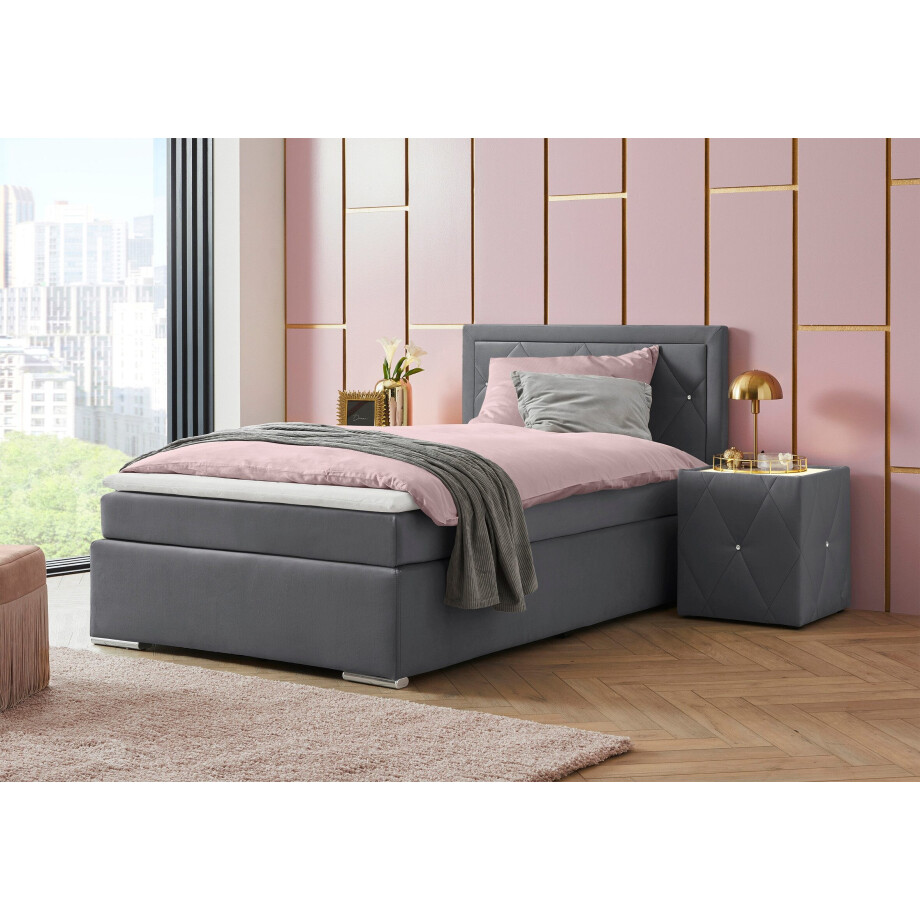 Leonique Boxspring Alfie, bestseller, optioneel met bedlade met strassteentjes in het hoofdbord, h2, h3 en h4 ter keuze afbeelding 1