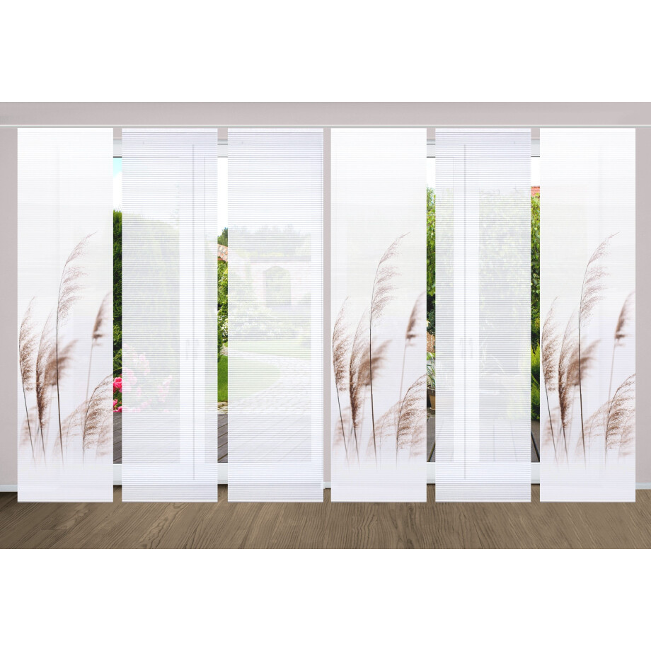HOME in green Paneelgordijn PAMILO SET DIGITALE PRINT, BAMBOELOOK GERECYCLED (6 stuks) afbeelding 1