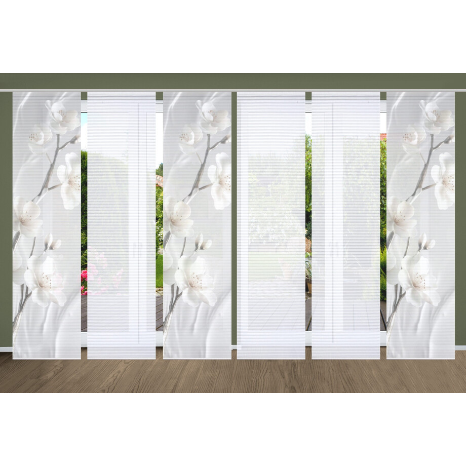 HOME in green Paneelgordijn LAIRA SET DIGITALE PRINT, BAMBOELOOK GERECYCLED (6 stuks) afbeelding 1