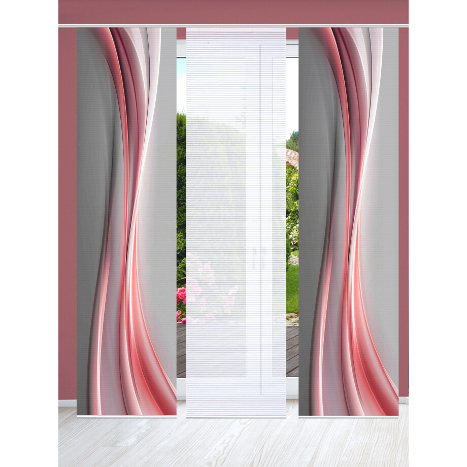 HOME in green Paneelgordijn ELANIA SET DIGITALE PRINT, BAMBOELOOK GERECYCLED (3 stuks) afbeelding 1