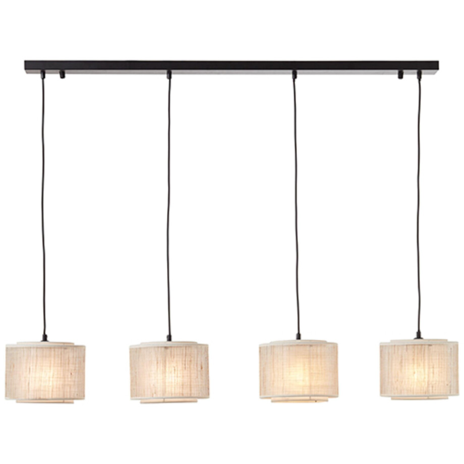 Brilliant Leuchten Hanglamp Odar 4-vlamig, 113,5 cm hoogte, e27, metaal/textiel/papier, zwart/beige (1 stuk) afbeelding 1
