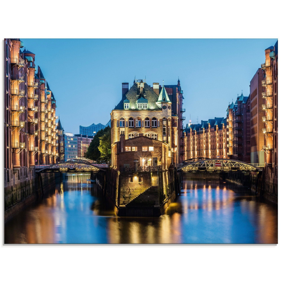 Artland Print op glas Hamburg Waterkasteel in Speicherstadt 2 afbeelding 1