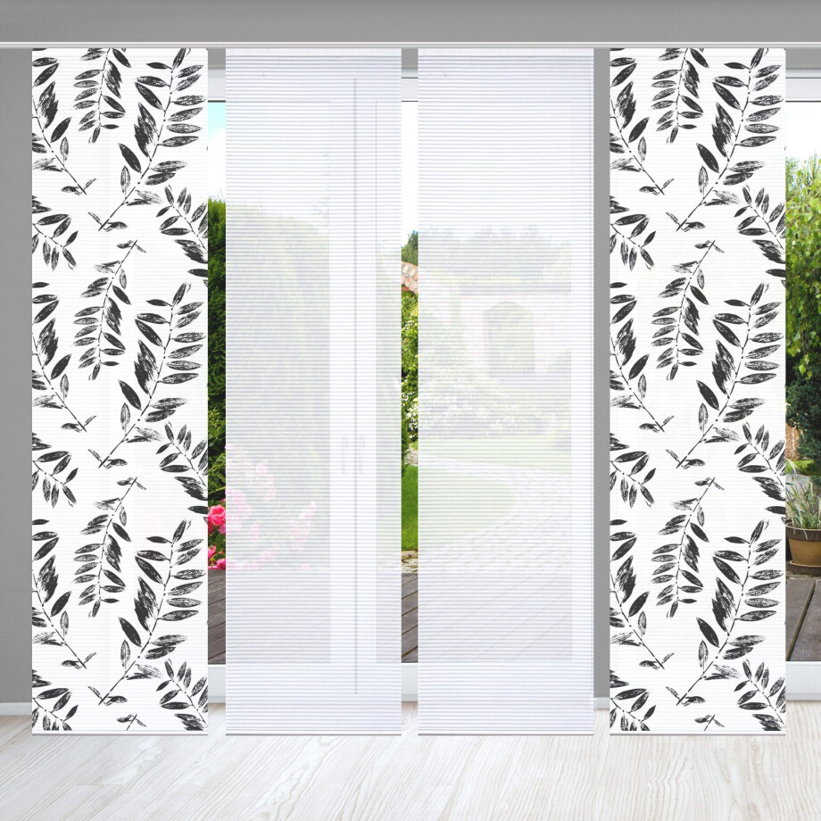 HOME in green Paneelgordijn GREN SET DIGITALE PRINT, BAMBOELOOK GERECYCLED (4 stuks) afbeelding 1