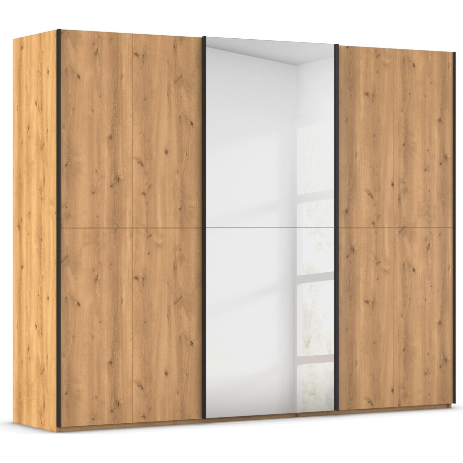 rauch Schuifdeurkast Scale-WOOD edel gesplitste front in massief takken eiken met spiegel made in germany afbeelding 1