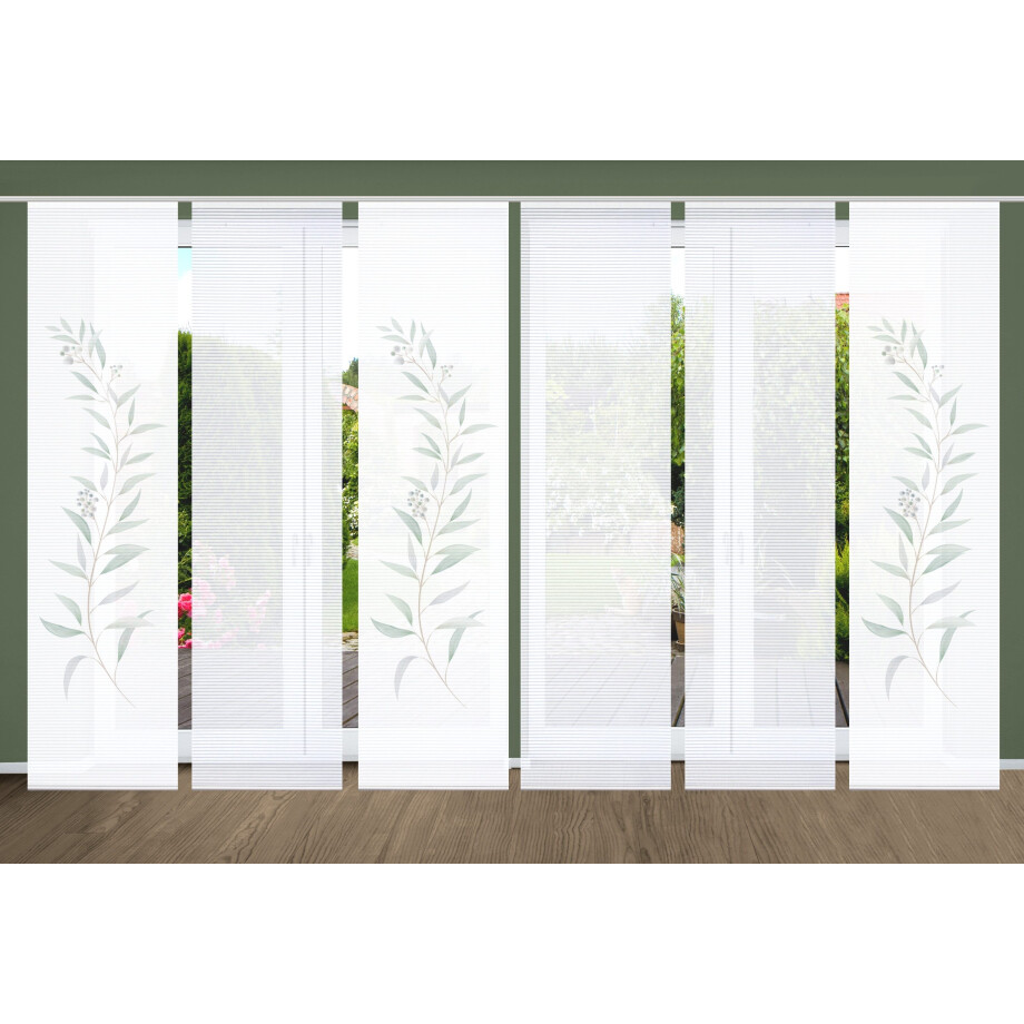 HOME in green Paneelgordijn CELSO SET DIGITALE PRINT, BAMBOELOOK GERECYCLED (6 stuks) afbeelding 1