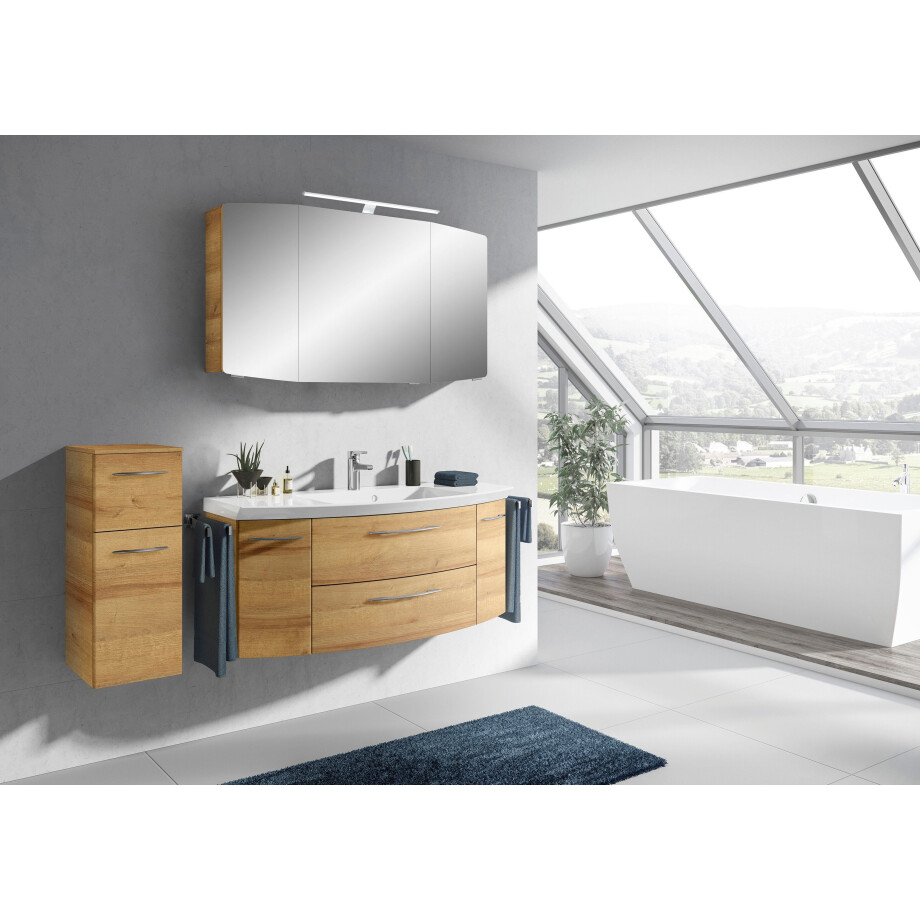 Saphir Badkamerserie Cassca sprint 3-delig mineraalmarmeren wastafel met led-spiegelkast (4-delig) afbeelding 1