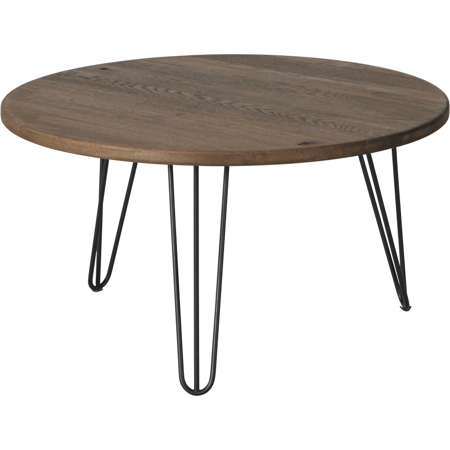 OTTO products Salontafel LENNARD van geolied wildeiken, rond tafelblad, met metalen hairpin-frame afbeelding 1