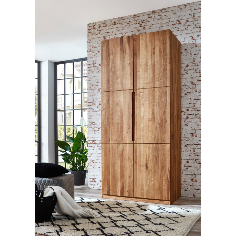 Home affaire Kledingkast Azelie, van wilde eik Massief houten kledingkast, in 50 cm raster planbaar afbeelding 1