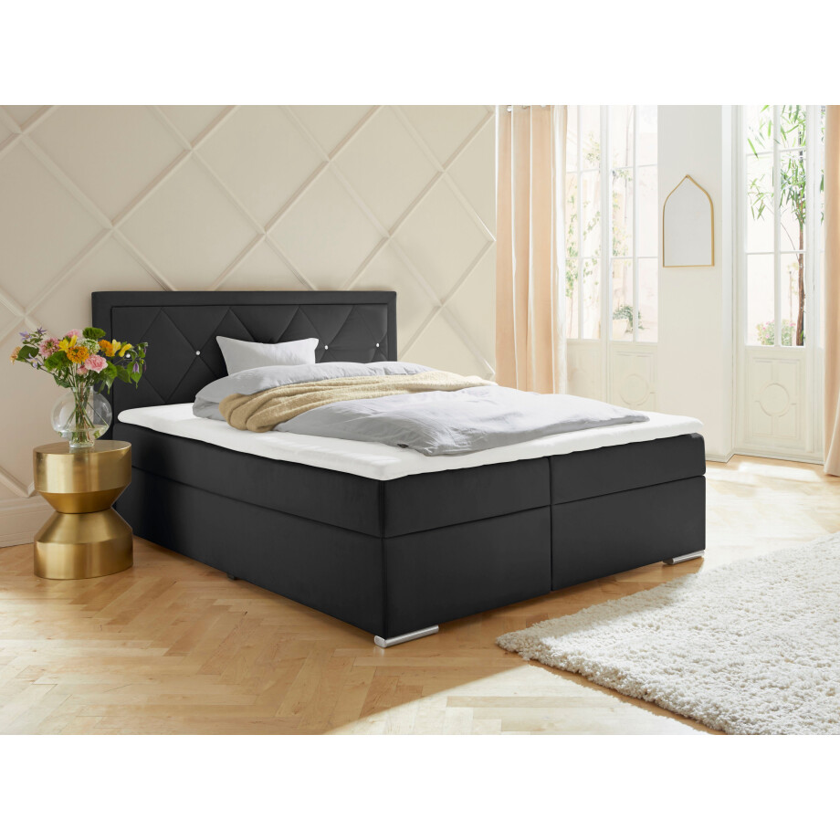 Leonique Boxspring Alfie, bestseller, optioneel met bedlade met strassteentjes in het hoofdbord, h2, h3 en h4 ter keuze afbeelding 1