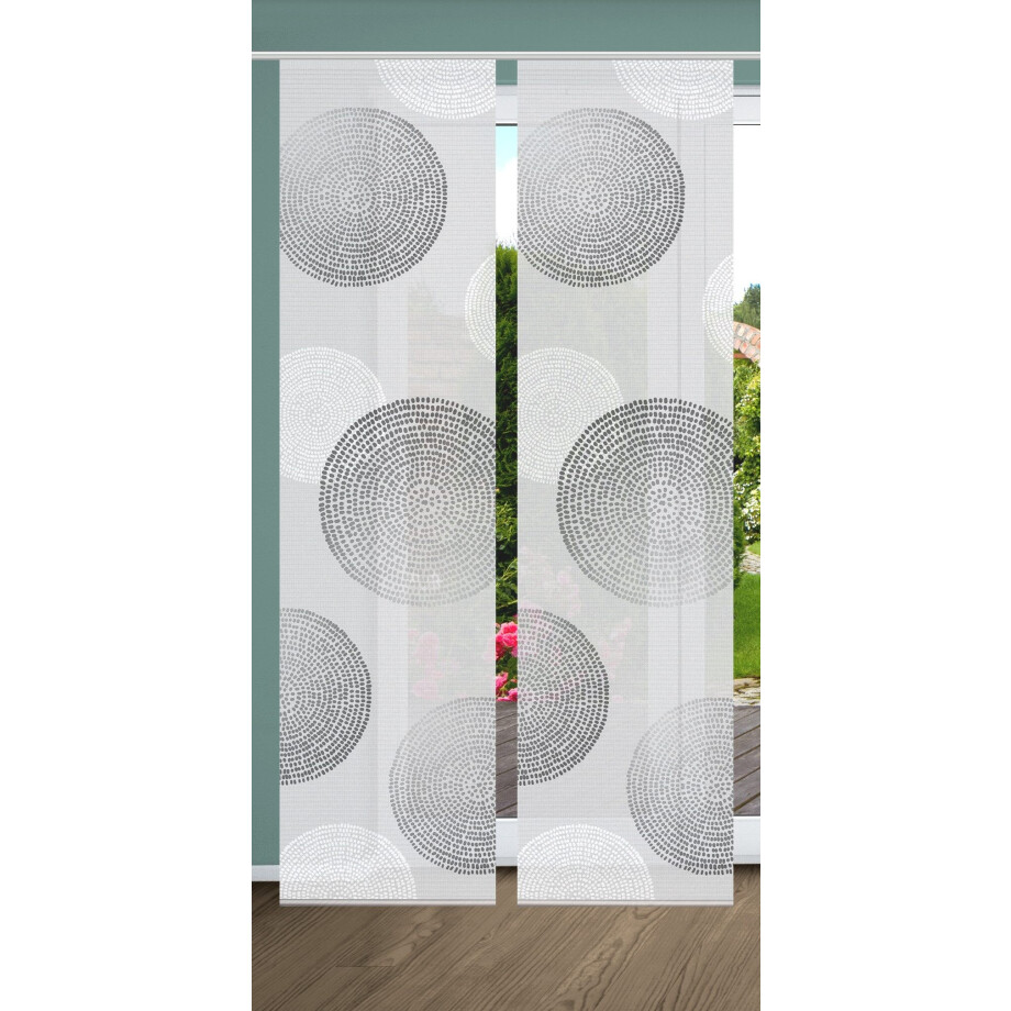 HOME in green Paneelgordijn GINNO SET DIGITALE PRINT, BAMBOELOOK GERECYCLED (2 stuks) afbeelding 1