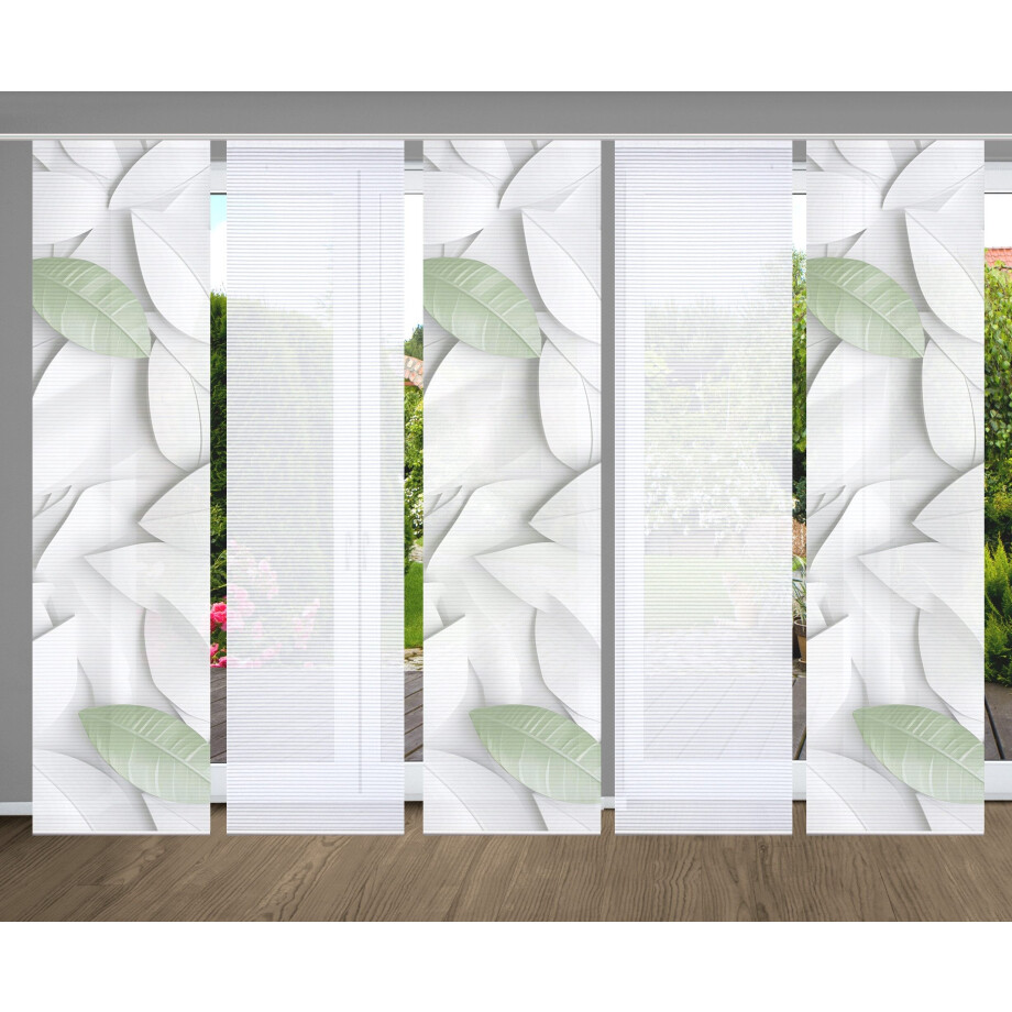 HOME in green Paneelgordijn Lison SET DIGITALE PRINT, BAMBOELOOK GERECYCLED (5 stuks) afbeelding 1