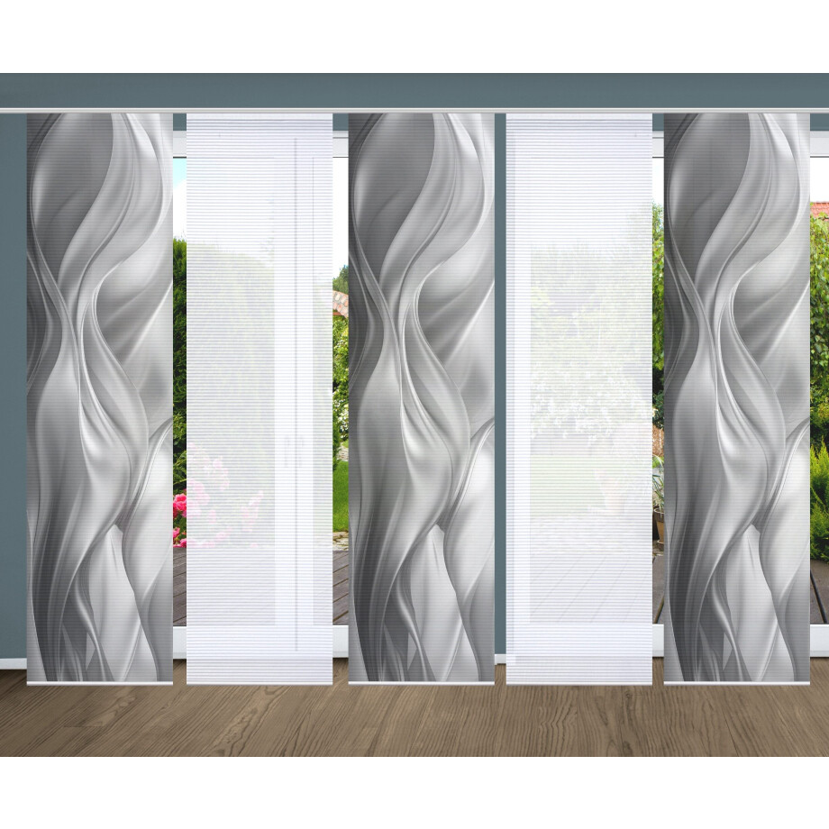 HOME in green Paneelgordijn Alcina SET DIGITALE PRINT, BAMBOELOOK GERECYCLED (5 stuks) afbeelding 1