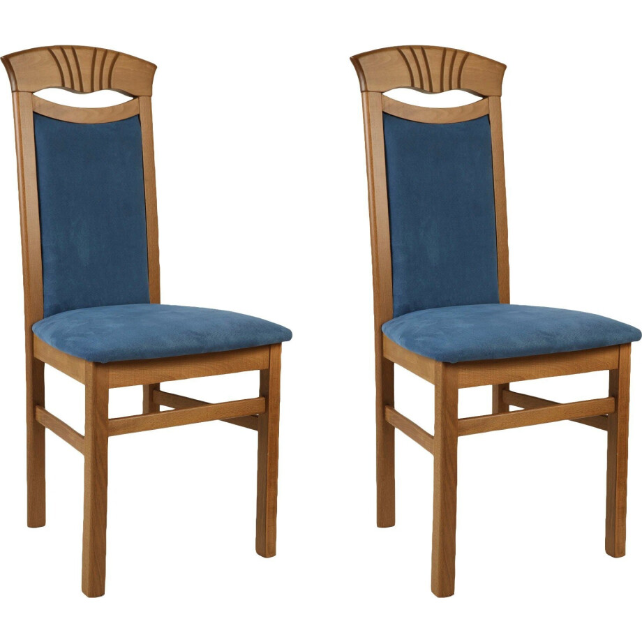Home affaire Eetkamerstoel Franz slijtvast microvezel, onderstel beuken naturel of wit, houten stoel (set, 2 stuks) afbeelding 1